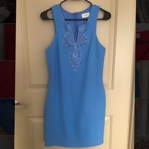 Sheath Dress with Lacey Detail- Periwinkle Blue